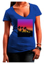 Palm Trees and Sunset Design Juniors V-Neck Dark T-Shirt by TooLoud-Womens V-Neck T-Shirts-TooLoud-Royal-Blue-Juniors Fitted Small-Davson Sales