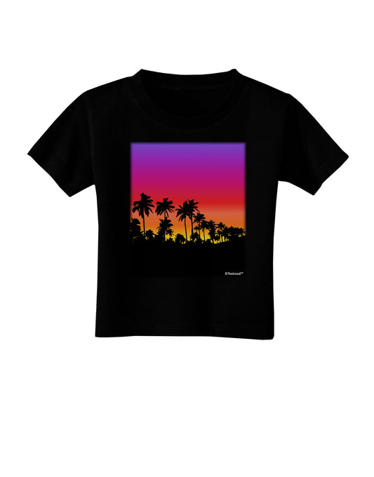 Palm Trees and Sunset Design Toddler T-Shirt Dark by TooLoud-Toddler T-Shirt-TooLoud-Black-2T-Davson Sales