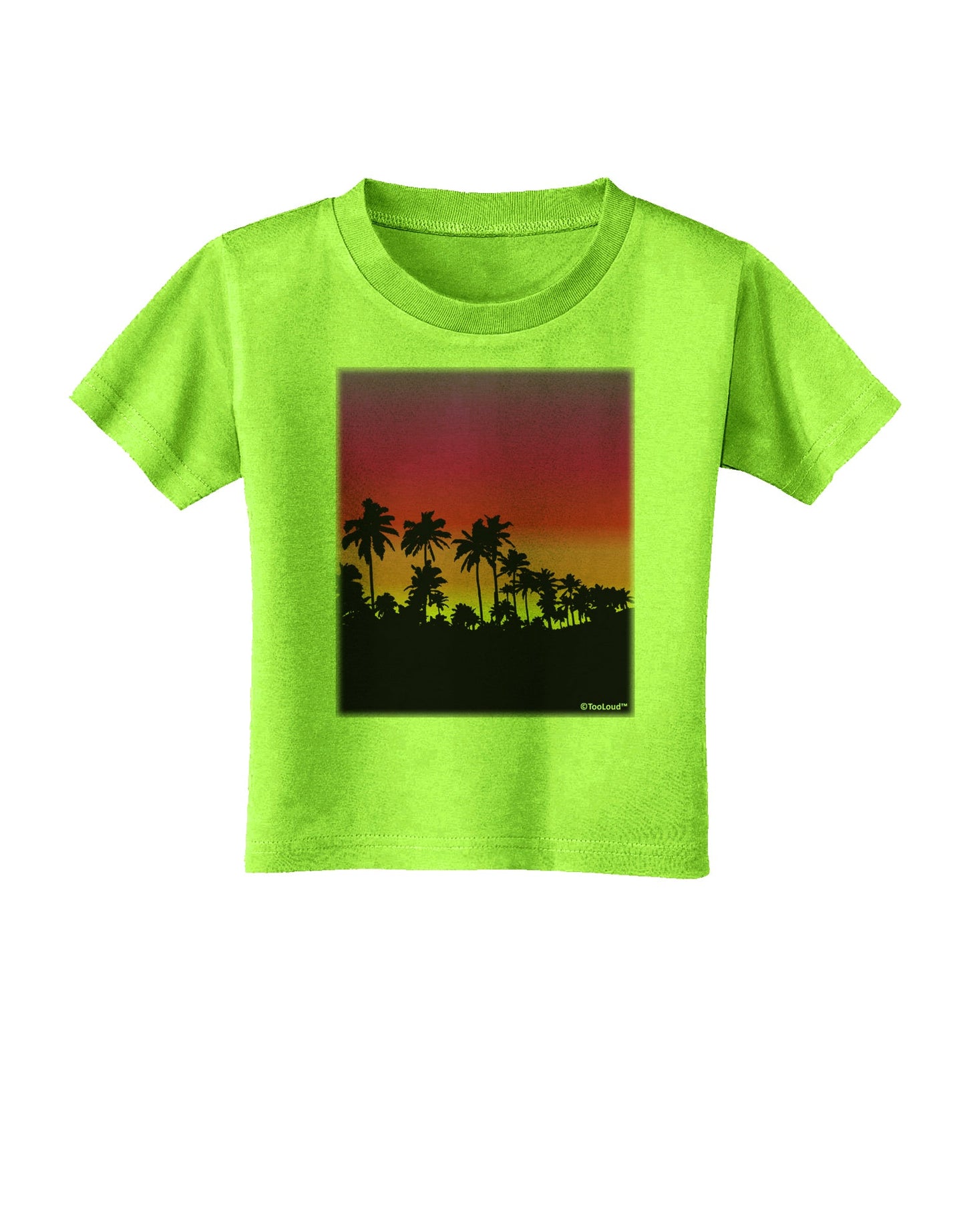 Palm Trees and Sunset Design Toddler T-Shirt by TooLoud-Toddler T-Shirt-TooLoud-Lime-Green-2T-Davson Sales