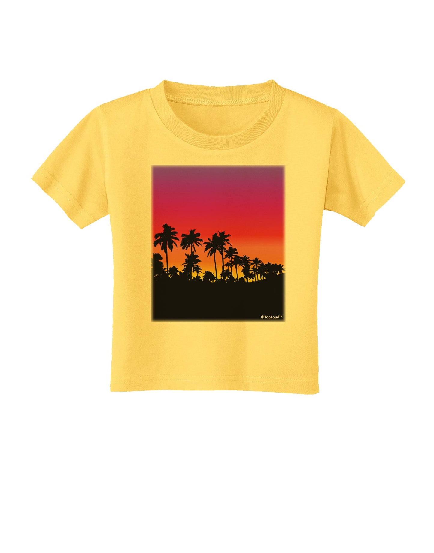 Palm Trees and Sunset Design Toddler T-Shirt by TooLoud-Toddler T-Shirt-TooLoud-Yellow-2T-Davson Sales