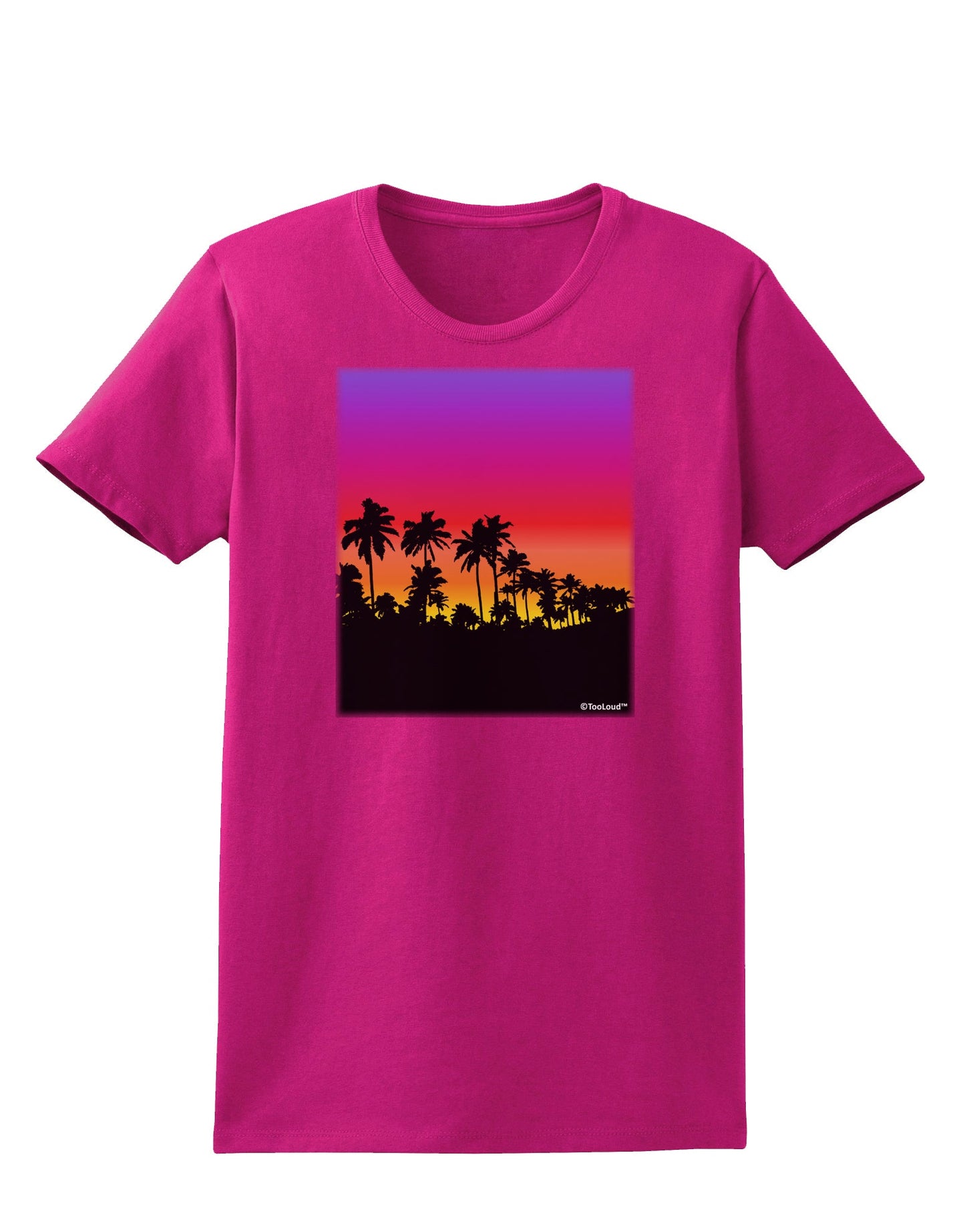 Palm Trees and Sunset Design Womens Dark T-Shirt by TooLoud-Womens T-Shirt-TooLoud-Hot-Pink-Small-Davson Sales