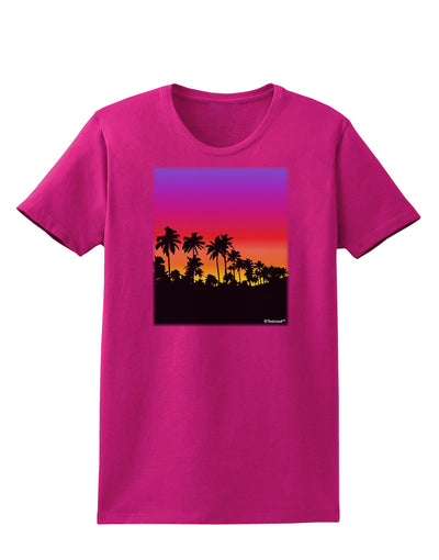 Palm Trees and Sunset Design Womens Dark T-Shirt by TooLoud-Womens T-Shirt-TooLoud-Hot-Pink-Small-Davson Sales