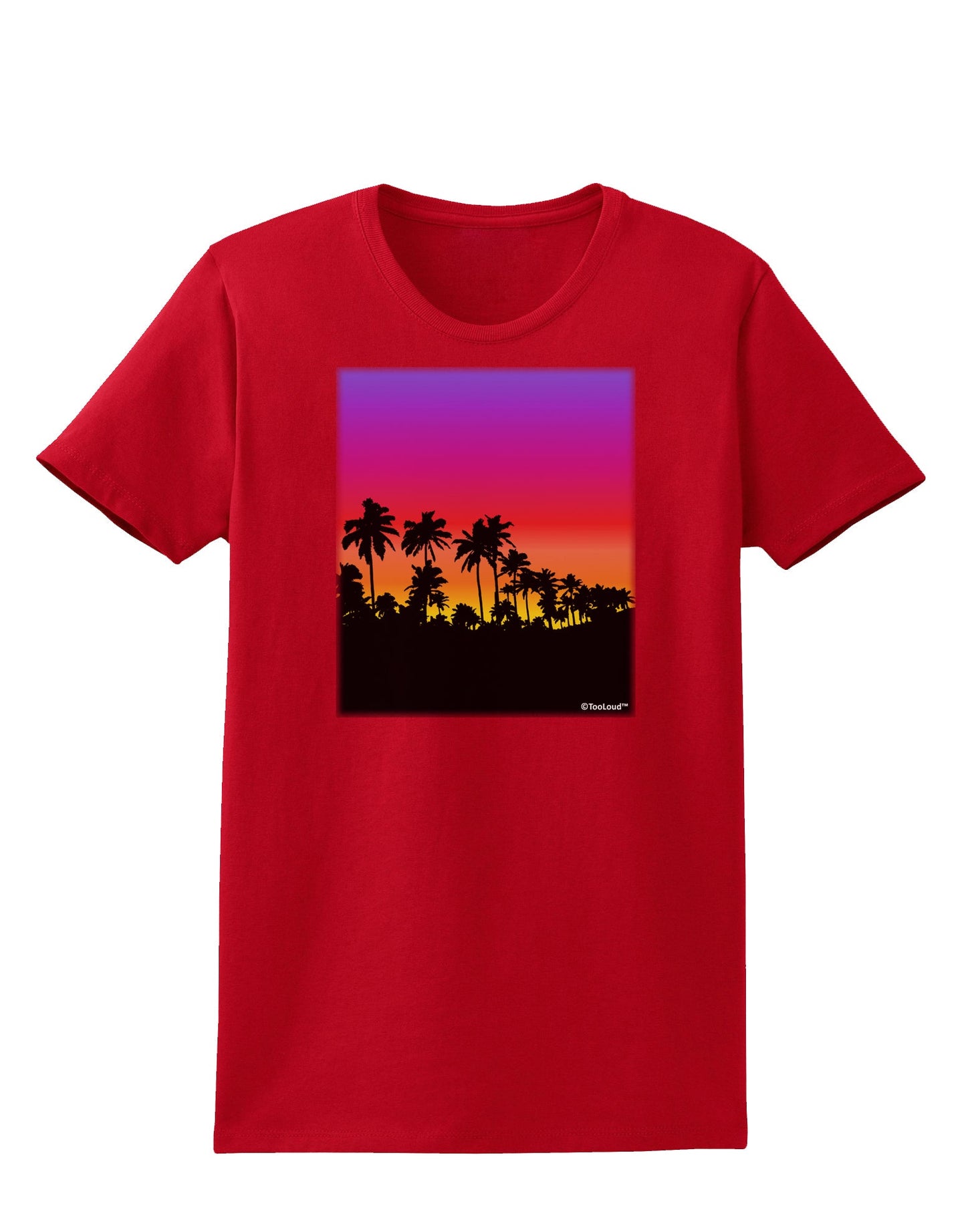 Palm Trees and Sunset Design Womens Dark T-Shirt by TooLoud-Womens T-Shirt-TooLoud-Red-X-Small-Davson Sales