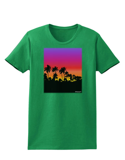 Palm Trees and Sunset Design Womens Dark T-Shirt by TooLoud-Womens T-Shirt-TooLoud-Kelly-Green-X-Small-Davson Sales