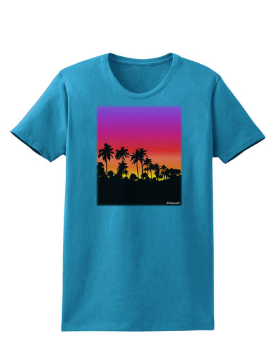 Palm Trees and Sunset Design Womens Dark T-Shirt by TooLoud-Womens T-Shirt-TooLoud-Turquoise-X-Small-Davson Sales