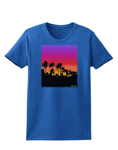 Palm Trees and Sunset Design Womens Dark T-Shirt by TooLoud-Womens T-Shirt-TooLoud-Royal-Blue-X-Small-Davson Sales
