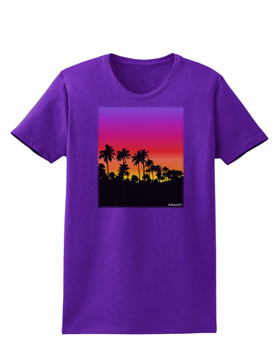 Palm Trees and Sunset Design Womens Dark T-Shirt by TooLoud-Womens T-Shirt-TooLoud-Purple-X-Small-Davson Sales