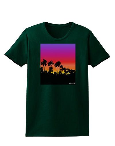 Palm Trees and Sunset Design Womens Dark T-Shirt by TooLoud-Womens T-Shirt-TooLoud-Forest-Green-Small-Davson Sales