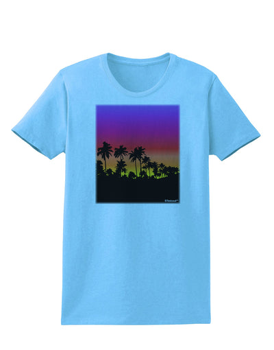 Palm Trees and Sunset Design Womens T-Shirt by TooLoud-Womens T-Shirt-TooLoud-Aquatic-Blue-X-Small-Davson Sales