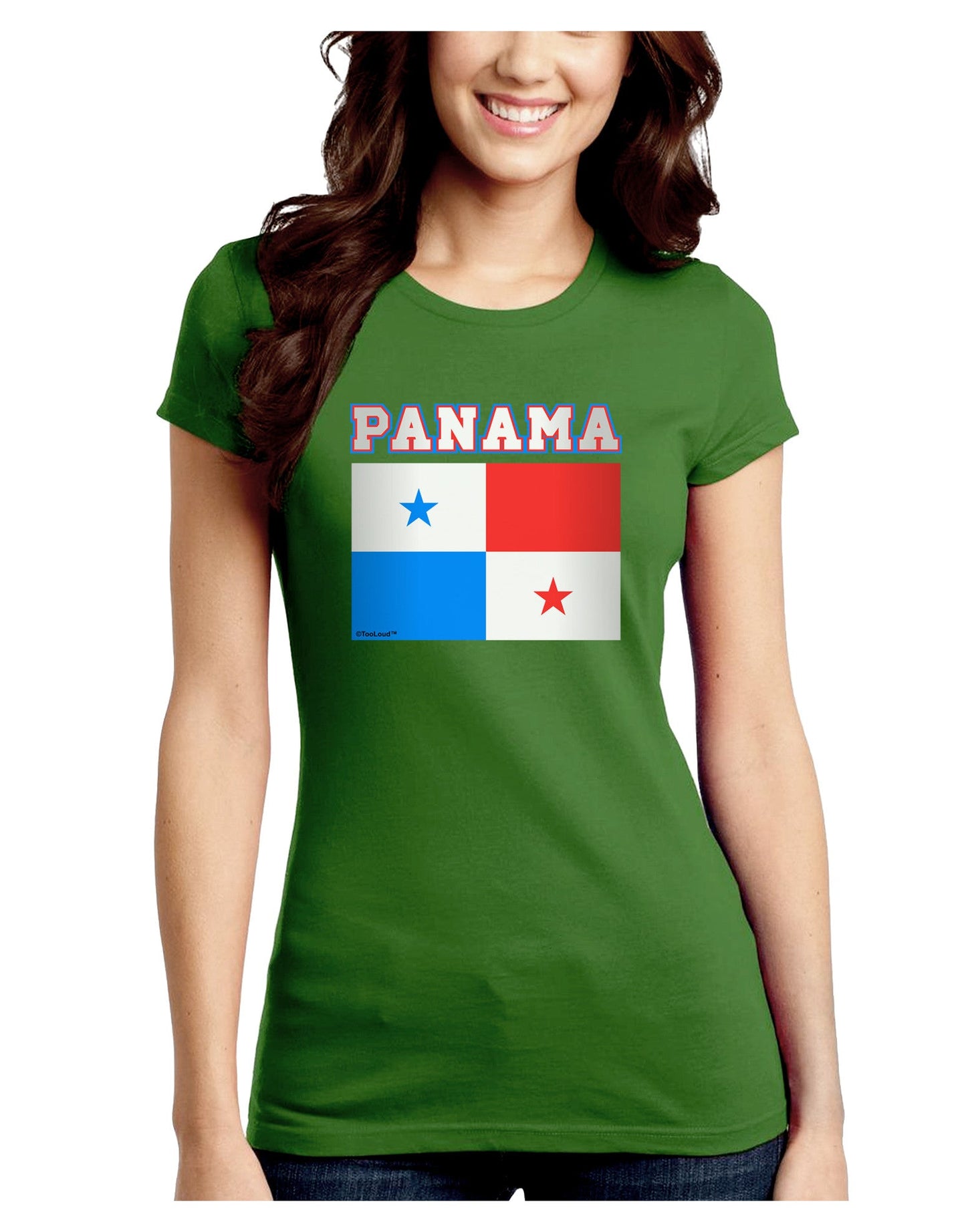 Panama Flag Dark Juniors Petite Crew Dark T-Shirt-T-Shirts Juniors Tops-TooLoud-Kiwi-Green-Juniors Fitted Small-Davson Sales