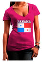 Panama Flag Dark Womens V-Neck Dark T-Shirt-Womens V-Neck T-Shirts-TooLoud-Hot-Pink-Juniors Fitted Small-Davson Sales