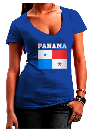 Panama Flag Dark Womens V-Neck Dark T-Shirt-Womens V-Neck T-Shirts-TooLoud-Royal-Blue-Juniors Fitted Small-Davson Sales