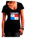 Panama Flag Dark Womens V-Neck Dark T-Shirt-Womens V-Neck T-Shirts-TooLoud-Black-Juniors Fitted Small-Davson Sales