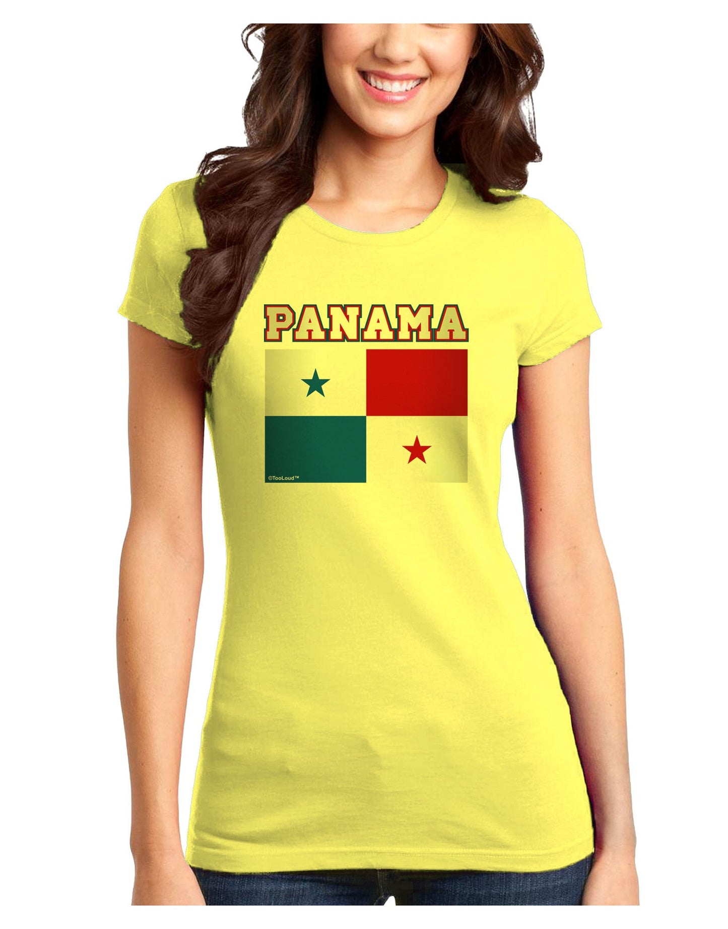 Panama Flag Juniors Petite T-Shirt-T-Shirts Juniors Tops-TooLoud-Yellow-Juniors Fitted X-Small-Davson Sales