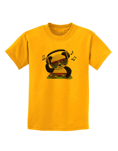 Panda DJ Childrens T-Shirt-Childrens T-Shirt-TooLoud-Gold-X-Small-Davson Sales