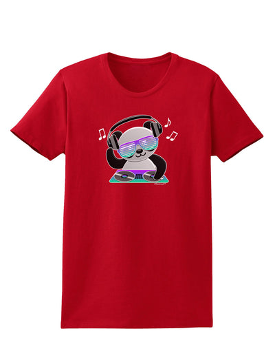 Panda DJ Womens Dark T-Shirt-TooLoud-Red-X-Small-Davson Sales