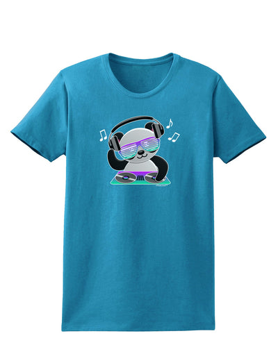 Panda DJ Womens Dark T-Shirt-TooLoud-Turquoise-X-Small-Davson Sales