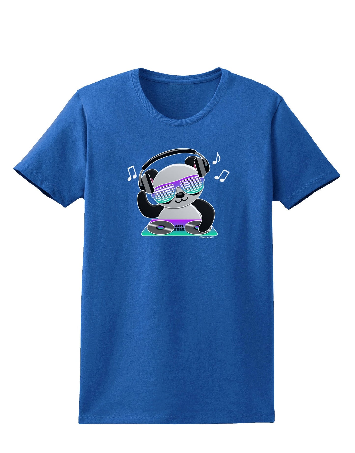 Panda DJ Womens Dark T-Shirt-TooLoud-Royal-Blue-X-Small-Davson Sales