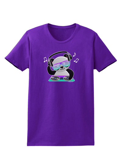 Panda DJ Womens Dark T-Shirt-TooLoud-Purple-X-Small-Davson Sales