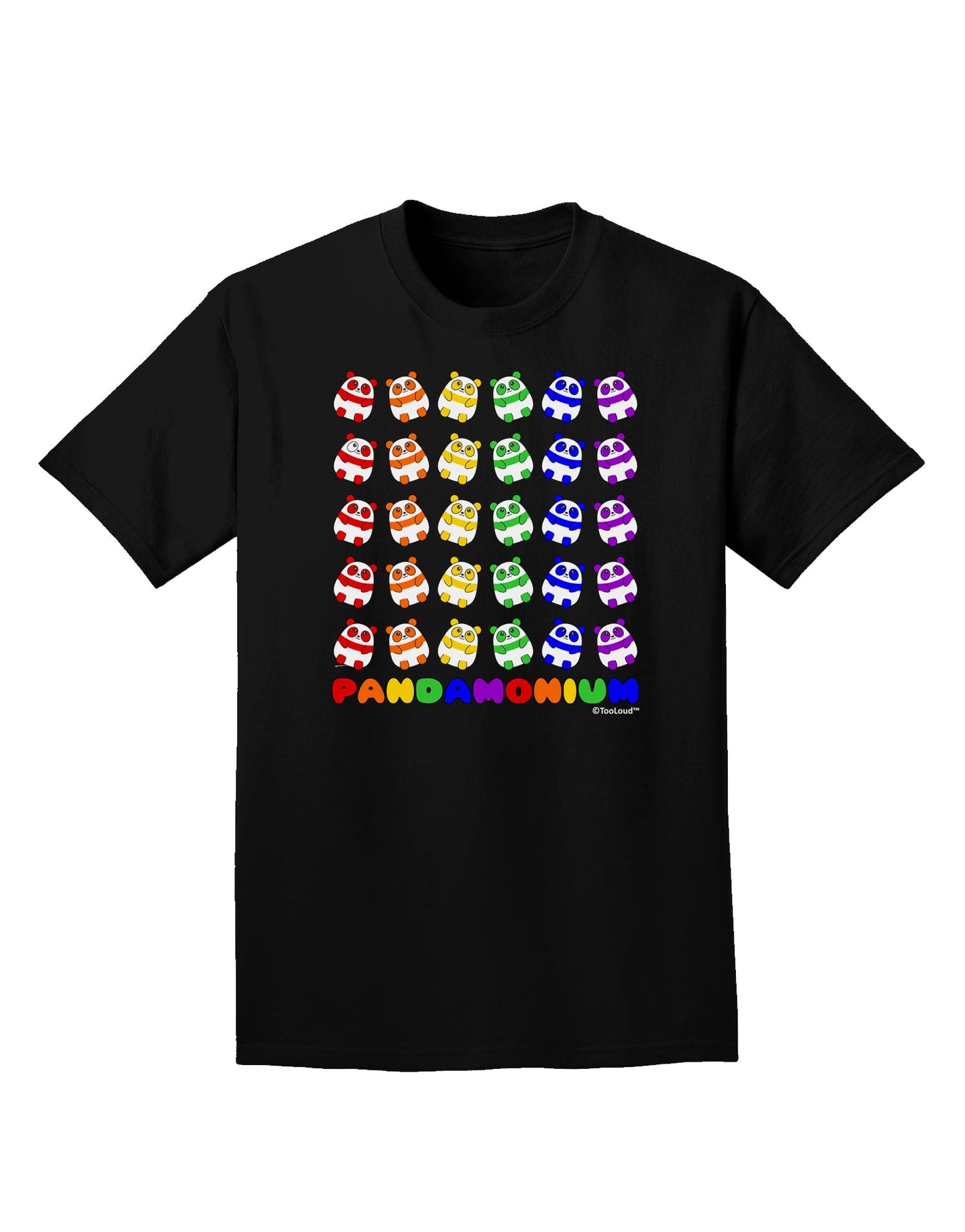 Pandamonium Rainbow Pandas Adult Dark T-Shirt by TooLoud-Mens T-Shirt-TooLoud-Black-Small-Davson Sales