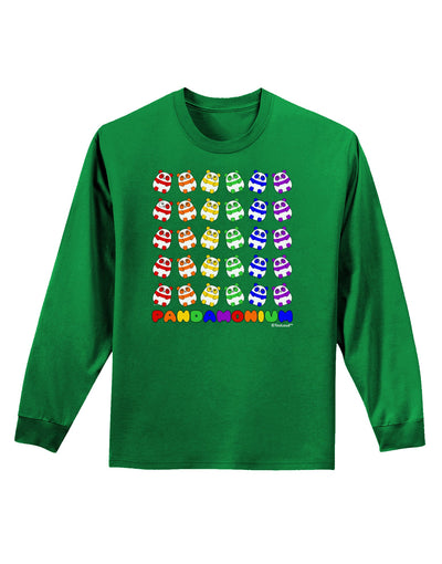 Pandamonium Rainbow Pandas Adult Long Sleeve Dark T-Shirt by TooLoud-TooLoud-Kelly-Green-Small-Davson Sales