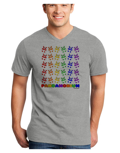 Pandamonium Rainbow Pandas Adult V-Neck T-shirt by TooLoud-Mens V-Neck T-Shirt-TooLoud-HeatherGray-Small-Davson Sales