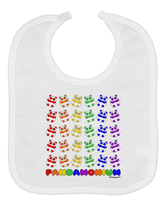 Pandamonium Rainbow Pandas Baby Bib by TooLoud