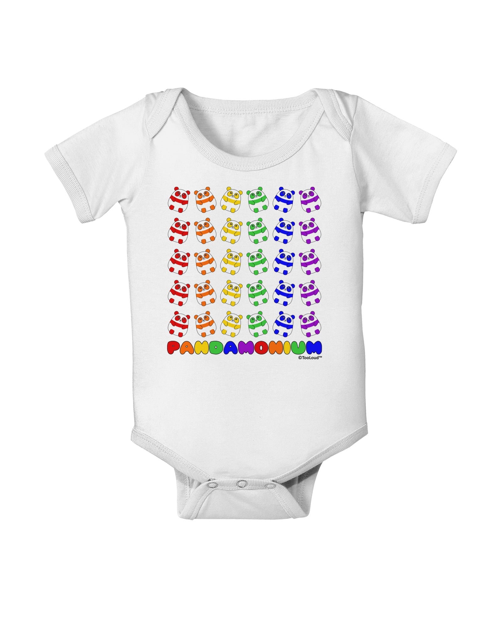 Pandamonium Rainbow Pandas Baby Romper Bodysuit by TooLoud-Baby Romper-TooLoud-White-06-Months-Davson Sales