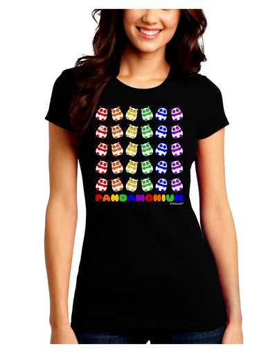 Pandamonium Rainbow Pandas Juniors Crew Dark T-Shirt by TooLoud-T-Shirts Juniors Tops-TooLoud-Black-Juniors Fitted Small-Davson Sales