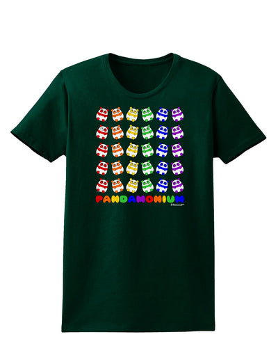 Pandamonium Rainbow Pandas Womens Dark T-Shirt by TooLoud-Womens T-Shirt-TooLoud-Forest-Green-Small-Davson Sales