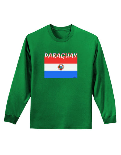 Paraguay Flag Dark Adult Long Sleeve Dark T-Shirt-TooLoud-Kelly-Green-Small-Davson Sales