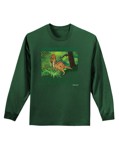 Parasaurolophus Walkeri - With Name Adult Long Sleeve Dark T-Shirt-TooLoud-Dark-Green-Small-Davson Sales