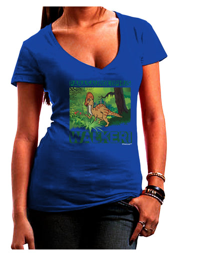 Parasaurolophus Walkeri - With Name Juniors V-Neck Dark T-Shirt-Womens V-Neck T-Shirts-TooLoud-Royal-Blue-Juniors Fitted Small-Davson Sales