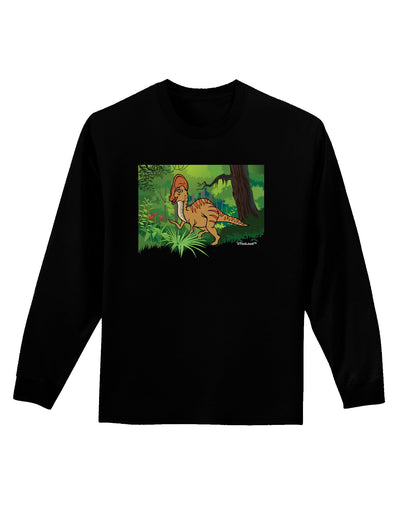 Parasaurolophus Walkeri - Without Name Adult Long Sleeve Dark T-Shirt-TooLoud-Black-Small-Davson Sales