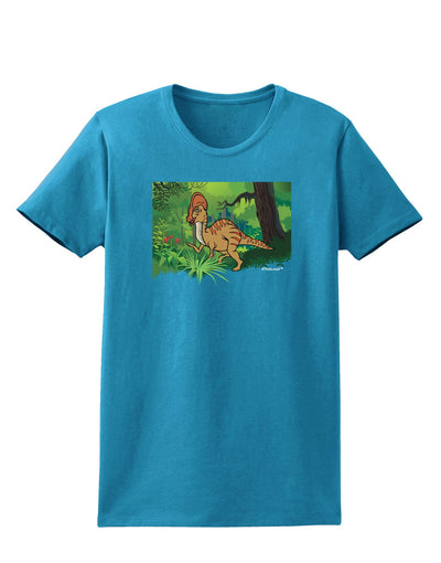 Parasaurolophus Walkeri - Without Name Womens Dark T-Shirt-TooLoud-Turquoise-X-Small-Davson Sales