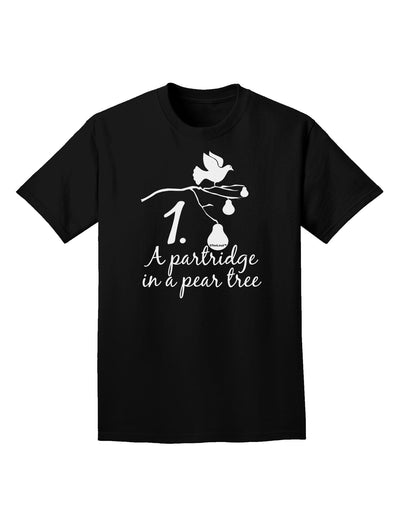 Partridge In A Pear Tree Text Adult Dark T-Shirt-Mens T-Shirt-TooLoud-Black-Small-Davson Sales