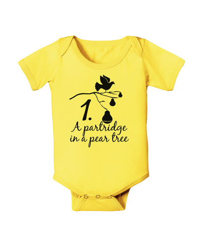 Partridge In A Pear Tree Text Baby Romper Bodysuit-Baby Romper-TooLoud-Yellow-06-Months-Davson Sales