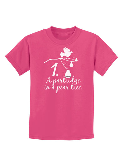 Partridge In A Pear Tree Text Childrens Dark T-Shirt-Childrens T-Shirt-TooLoud-Sangria-X-Small-Davson Sales