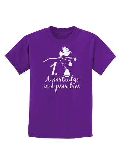 Partridge In A Pear Tree Text Childrens Dark T-Shirt-Childrens T-Shirt-TooLoud-Purple-X-Small-Davson Sales