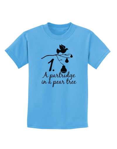 Partridge In A Pear Tree Text Childrens T-Shirt-Childrens T-Shirt-TooLoud-Aquatic-Blue-X-Small-Davson Sales