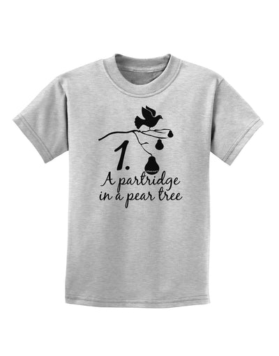 Partridge In A Pear Tree Text Childrens T-Shirt-Childrens T-Shirt-TooLoud-AshGray-X-Small-Davson Sales