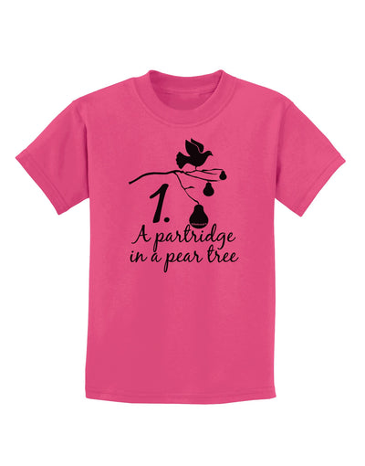 Partridge In A Pear Tree Text Childrens T-Shirt-Childrens T-Shirt-TooLoud-Sangria-X-Small-Davson Sales