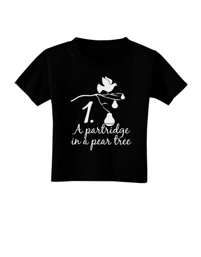 Partridge In A Pear Tree Text Toddler T-Shirt Dark-Toddler T-Shirt-TooLoud-Black-2T-Davson Sales