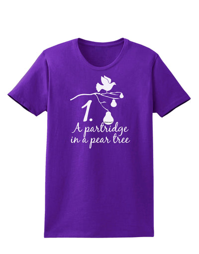 Partridge In A Pear Tree Text Womens Dark T-Shirt-TooLoud-Purple-X-Small-Davson Sales