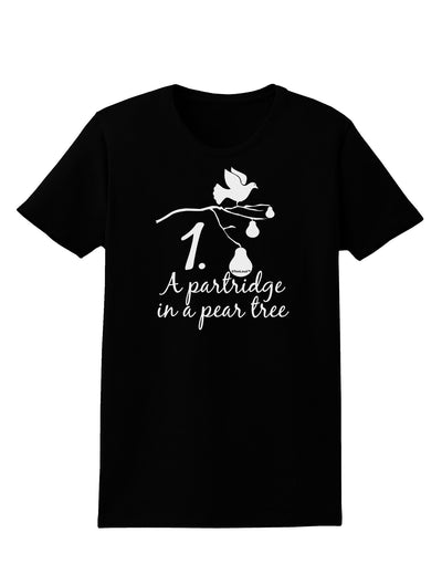 Partridge In A Pear Tree Text Womens Dark T-Shirt-TooLoud-Black-X-Small-Davson Sales