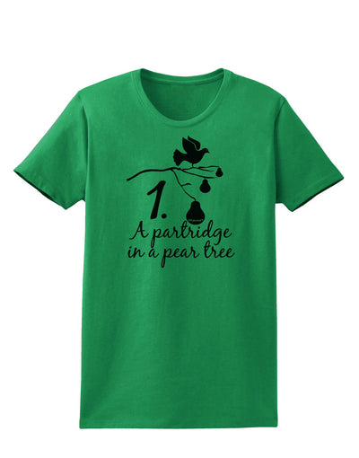 Partridge In A Pear Tree Text Womens T-Shirt-Womens T-Shirt-TooLoud-Kelly-Green-X-Small-Davson Sales