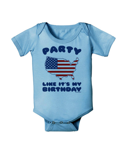 Party Like It's My Birthday - 4th of July Baby Romper Bodysuit-Baby Romper-TooLoud-Light-Blue-06-Months-Davson Sales