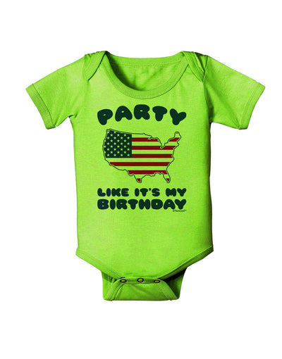 Party Like It's My Birthday - 4th of July Baby Romper Bodysuit-Baby Romper-TooLoud-Lime-Green-06-Months-Davson Sales