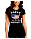 Party Like It's My Birthday - 4th of July Juniors Crew Dark T-Shirt-T-Shirts Juniors Tops-TooLoud-Black-Juniors Fitted Small-Davson Sales