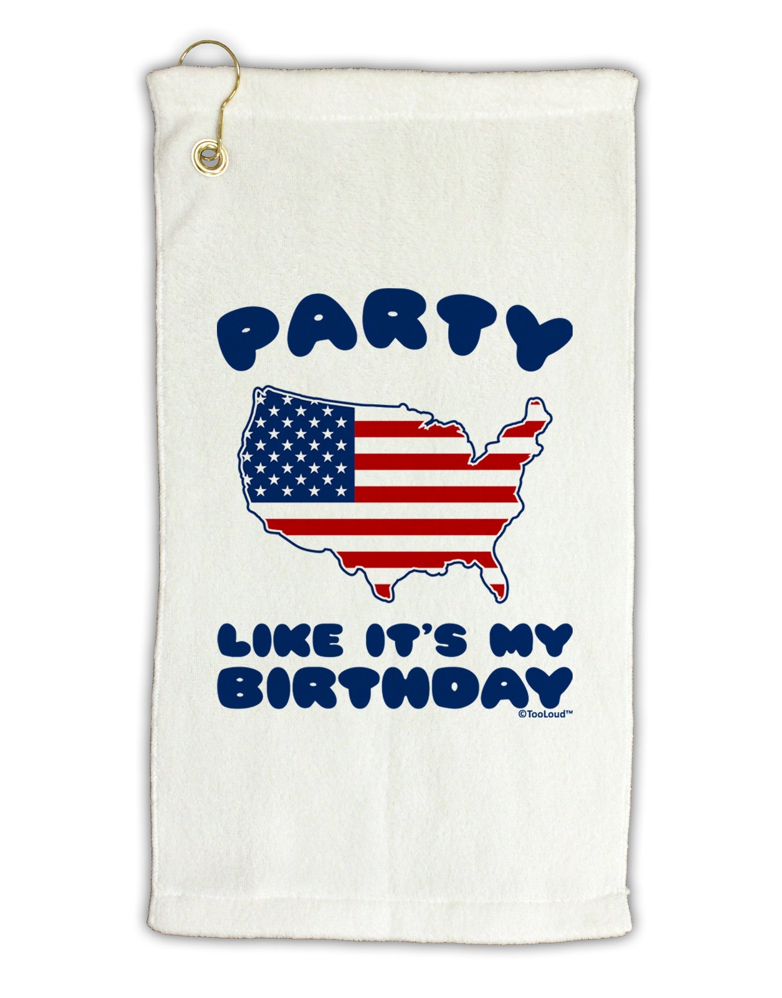 Party Like It's My Birthday - 4th of July Micro Terry Gromet Golf Towel 16 x 25 inch-Golf Towel-TooLoud-White-Davson Sales